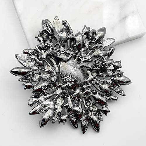 Image of SELOVO 3.5 inch Huge Big Large Brooch Pendant Scarf Hats Decoration Blue Flower Pin Gold Tone
