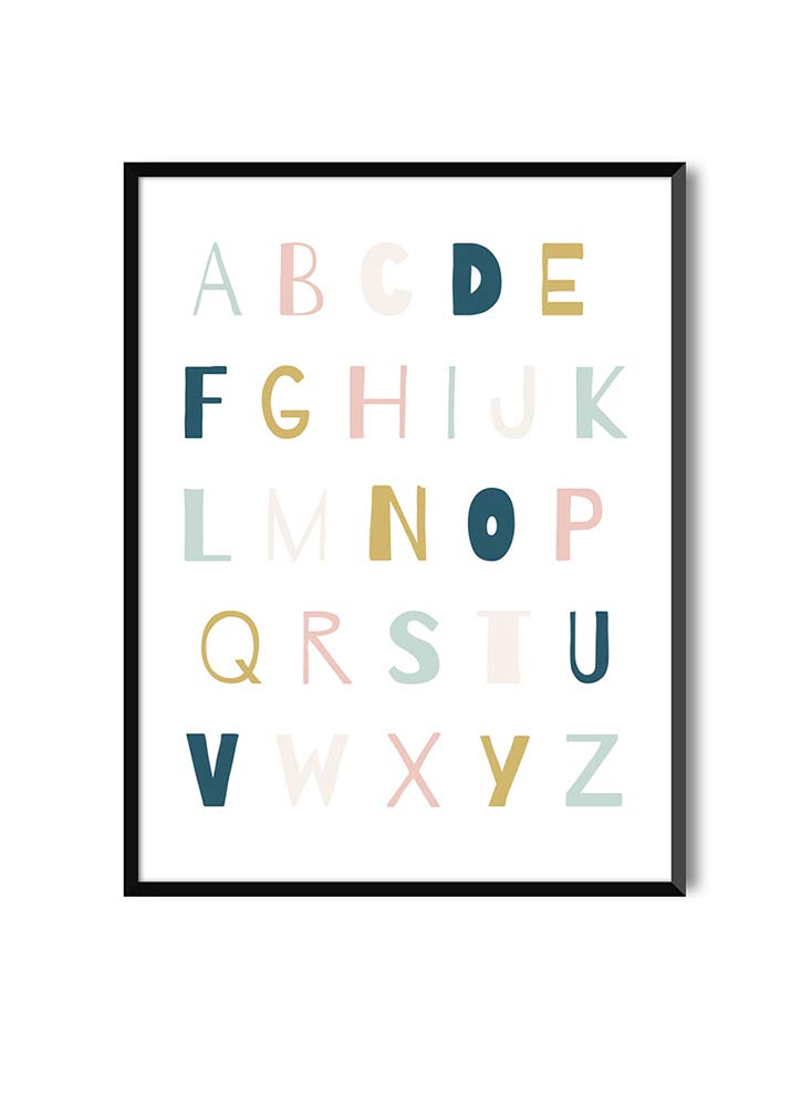MILUKAChildren Decorative Art Print for Frame | CHILDREN'S MESSAGES Alphabet Nordic Style Poster | ABC Anais | Different Formats (20 x 30 cm)