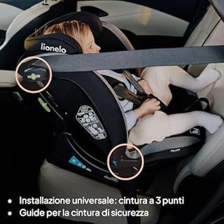 LIONELO AART I-SIZE Seggiolino Auto per Bambini 40-150 cm, Montaggio con Cinture di Sicurezza, Poggiatesta e Schienale Regolabili, Inserto Riduttore e Linguinale, Norma R129 i-Size