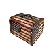 DreamsEden Vintage Wooden Storage Box with Handle - American Flag Pattern Design Treasure Chest for Home Decoration