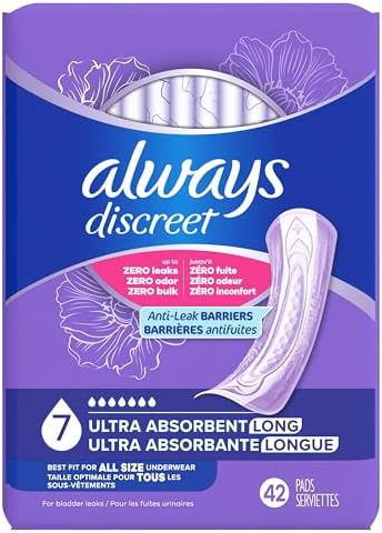 Always Discreet Adult Incontinence Pads for Women, Ultra Absorbency, Long Length, Postpartum Pads, 42 Count — view 17
