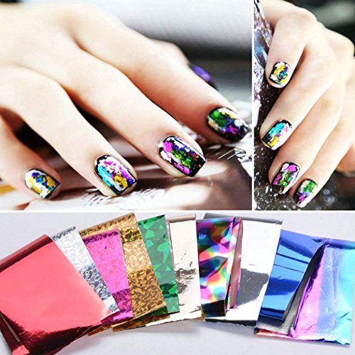 Hotouch 20pcs Mix Colors Fashion Design Nail Art Transfer Foil Nail Tips Decoration