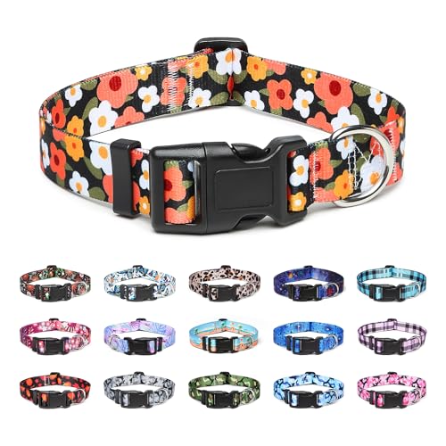 Suredoo Collier pour Chien, Motif Tendance avec Boucle à dégagement Rapide, Collier Classique en Nylon Réglable pour Petits, Moyens et Grands Chiens (S,...