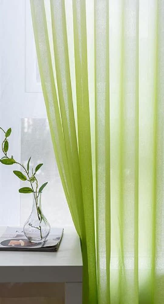 HooHero Green Home Decorative Elegant Design Sheer Curtains Window Treatments Rod Pocket Top for Kids Nursery Room Voile Ombre