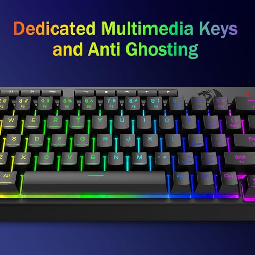 Image of Redragon Wired Gaming Keyboard, RGB Backlit, 60% Compact Membrane Keyboard