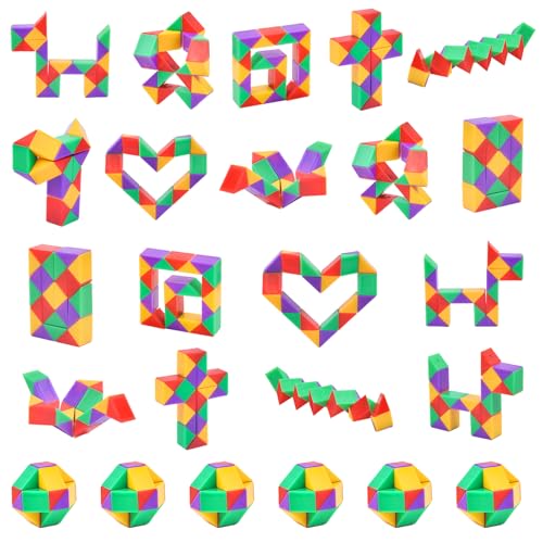 Ainiv Serpiente mágica, 24PCS 24 Segmentos Magic Snake Cube, Magico de Serpiente Juguete de Rompecabezas, Serpiente Magic Snake para Regalos Cumpleaños Niños Colegio Detalles Cumpleaños