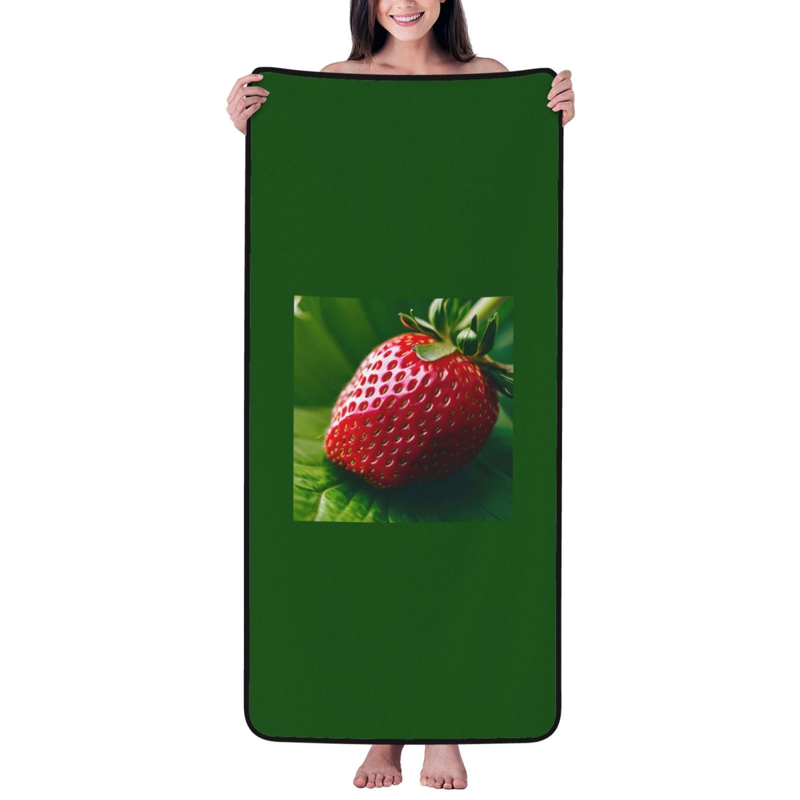 KPXXAQT Strawberry Print Coral Velvet Bath Towel Soft Absorbent Towels Home Vacation Or Summer Gifting