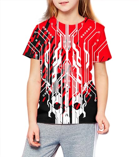 Image of LAIDIPAS Boys Girls 3D Graphic T-Shirt Short Sleeve Tops Tees 6-16 Years | Kids Crewneck Shirts, Vibrant Color, Lightweight and Quick Dry, Trendy Outfits for School, Parties, vacation and Daily Wear