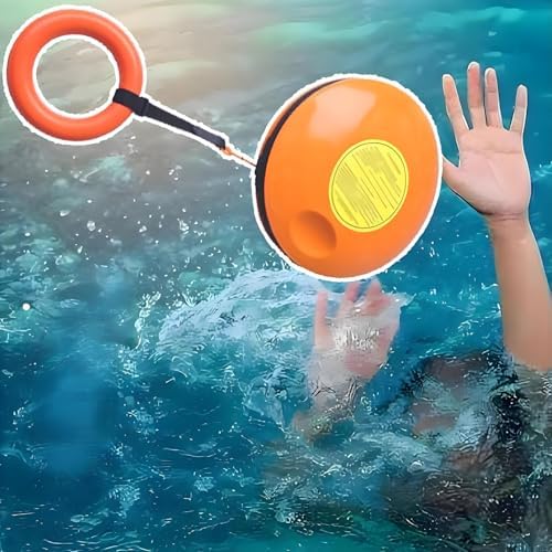 Drowning Prevention Rescue Disc for Lakes & Rivers - 131 FT Emergency Rope & Rubber Hand Ring, Portable Water Safety Kit - 2 Pieces Lifesaving Gear