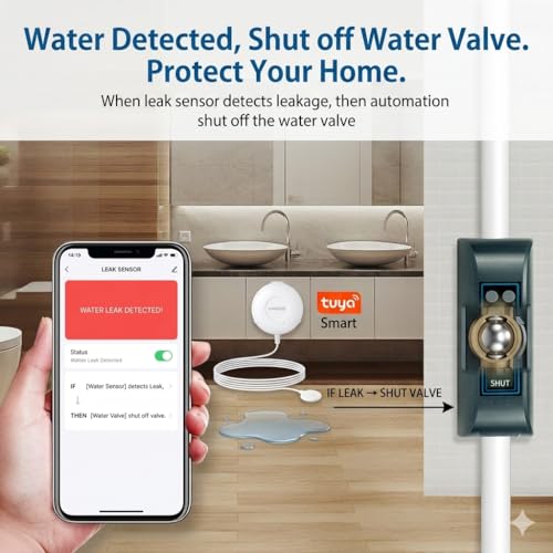 Haozee WiFi Smart Water Valve and Auto Shut-Off, Automation Scene Works with Leak Detector, Water Flow Meter, Built-in Battery, for 3/4" Diameter DN20 Pipe by Haozee - Image 6
