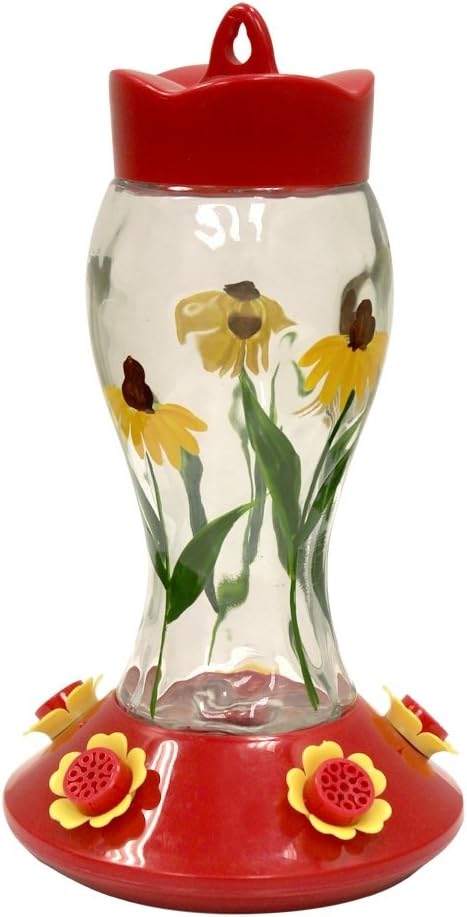 Heath Outdoor Products HUM140 Bloomin' Susan's Glass Hummingbird Feeder, Red