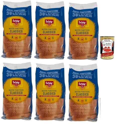 Schär Classico del Mastro Panettiere, pan blanco sin gluten, especialmente formulado para humanos frente al gluten, 6 x 330 g
