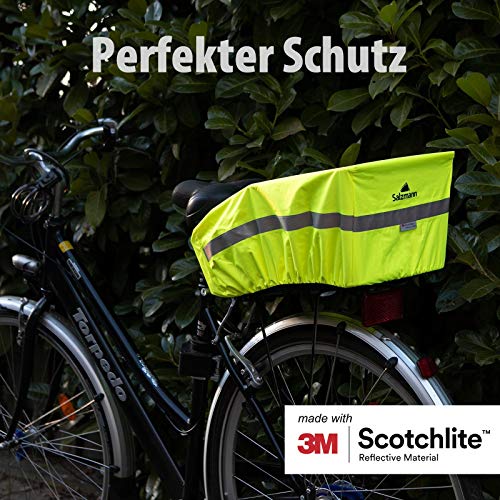 Salzmann Reflektierender Regenschutz für Fahrradkörbe - wasserdichte Korbabdeckung - Hergestellt mit 3M Scotchlite