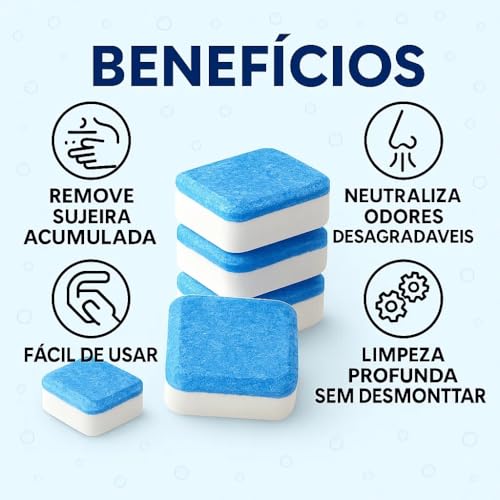 Kit com 10 Tabletes de Limpeza para Máquina de Lavar – Limpador Efervescente Potente Contra Manchas, Resíduos e Mau Odor - Premium #2