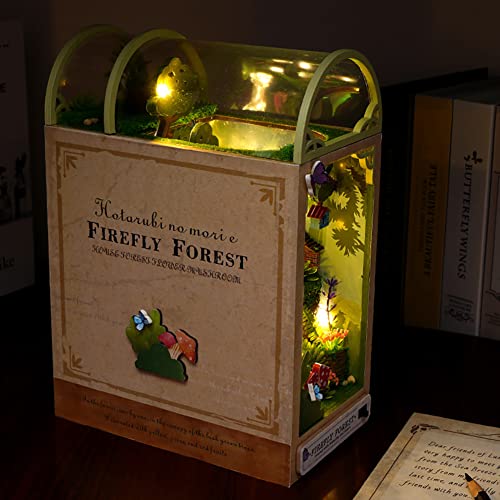 3D Jungle Hut Wooden Book Stand Puzzle DIY Dollhouse Wood Bookends Book Nook Model Building Kit with LED Light for Teens and Adults to Build-Creativity Gift for Birthdays Christmas Halloween - Image 2