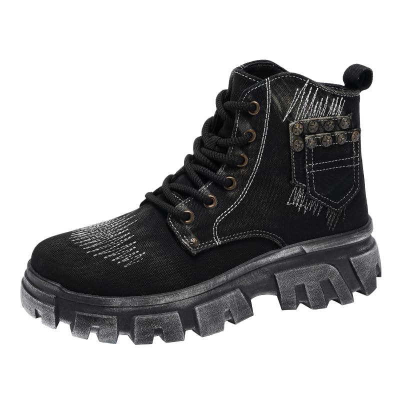 Men's Lace-up Motorcycle Boots Combat Casual Dress Outdoor Hiking Activities Work Boots for Men