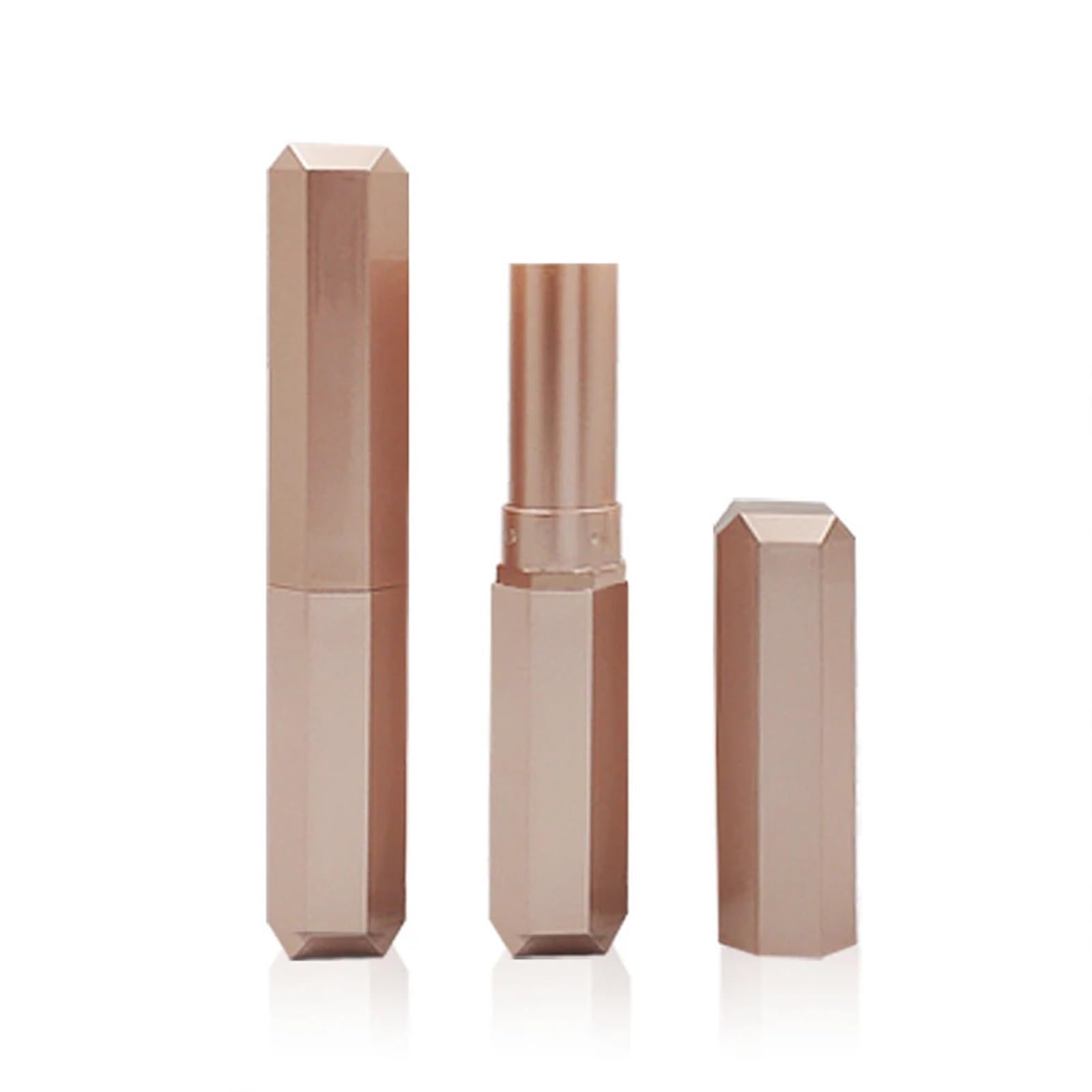 Tubi vuoti per rossetto, 10 pezzi, ottagonali, diamantati, vuoti, materiale da imballaggio, per rossetto fai da te (oro rosa brillante, 10 pezzi)