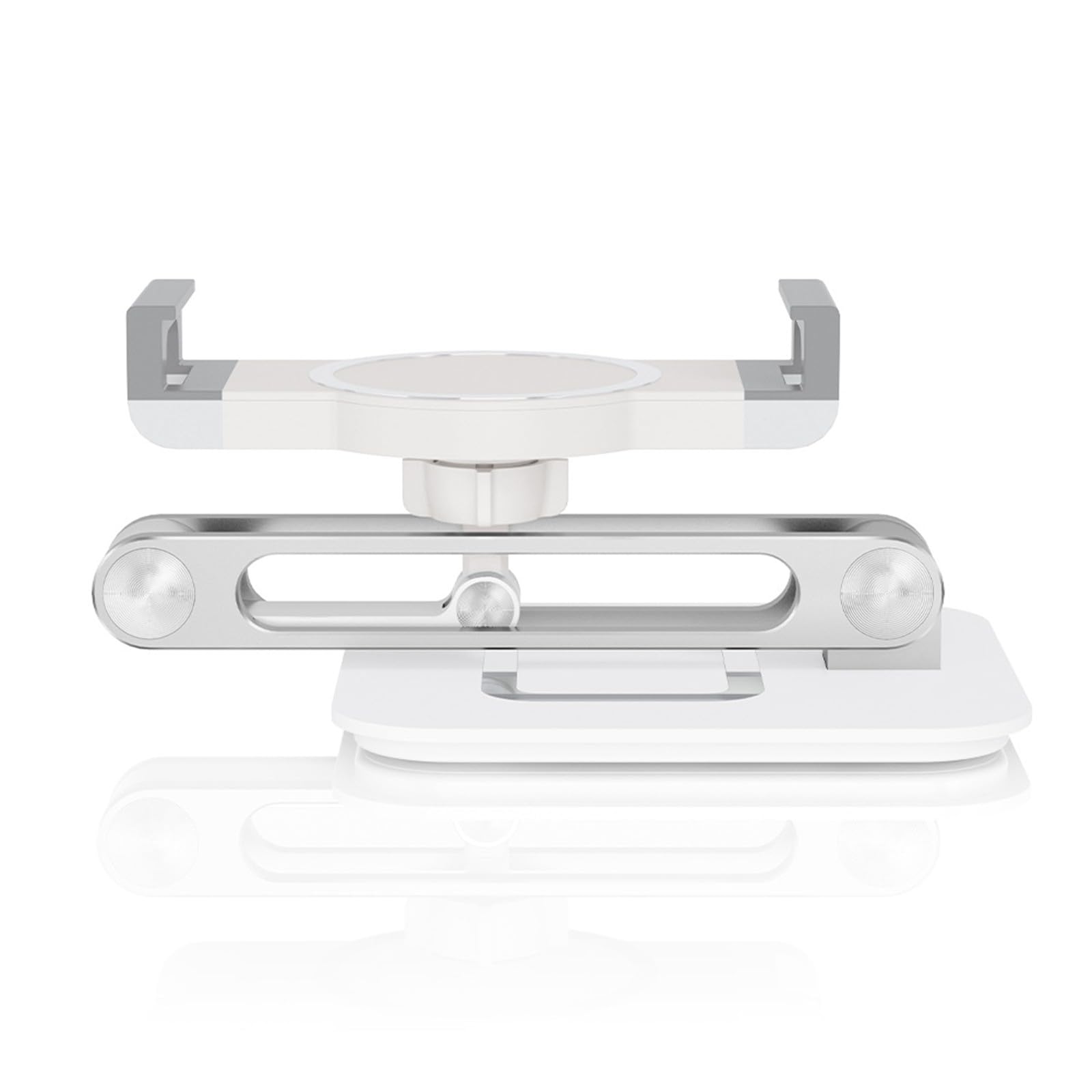 Supporto per telefono ergonomico con angoli visione regolabili in acciaio precisi Tappetino in silicone antiscivolo Supporto per dispositivi da scrivania Morsetto per telefono Supporto per tablet