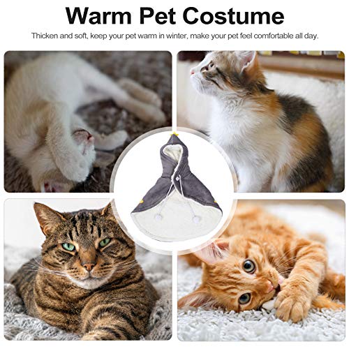 Camisola com manto de lã e quente para gatos de estimação (estrela cinza com cordão código S)