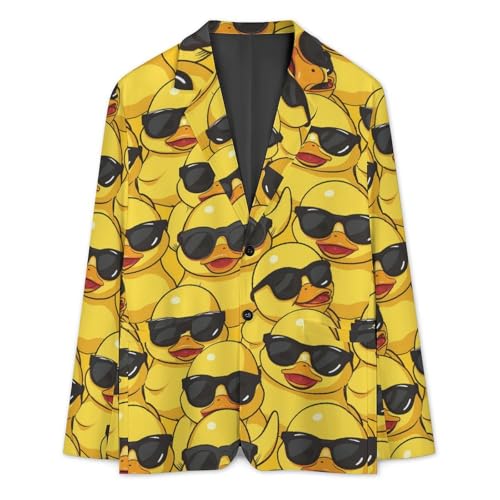 Yellow Duck with Glasses Men's Classic Fit Suit Two Button Novelty Printed Casual Stylish Blazer3