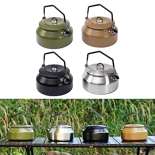 Camping Kettle 1L Camp Tea Coffee Pot Stainless Steel Outdoor Hiking Kettle Pot Lightweight Camping Tea Kettle