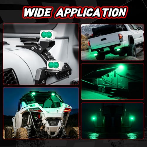 Image of Green LED Pod Lights 3 Inch Auxiliary Backup Rear Light Bar