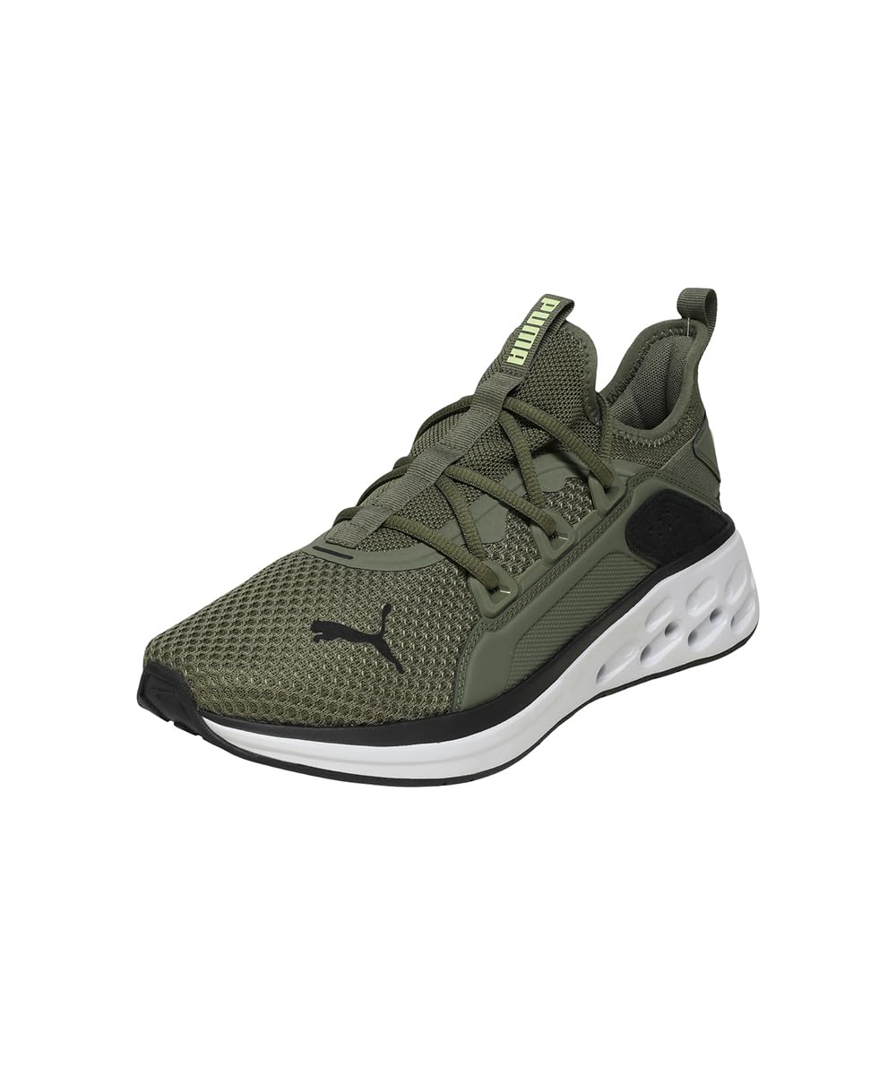 PUMA | Softride Frequence Street Running Shoes | Loden Green-Feather Gray-Black-Apple Spritz | 8UK