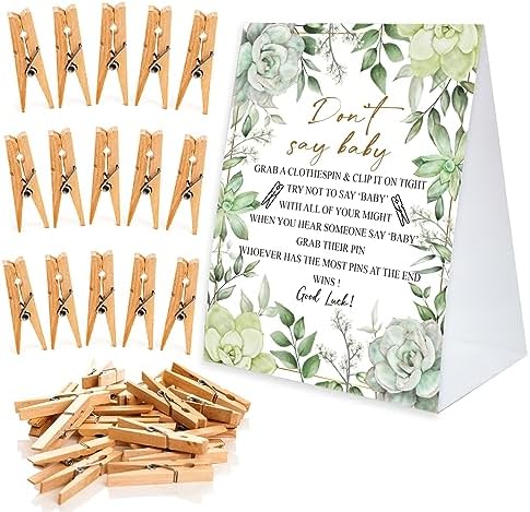 Amazon.com: Don't Say Baby Game For Baby Shower Clothespin Game, One ...