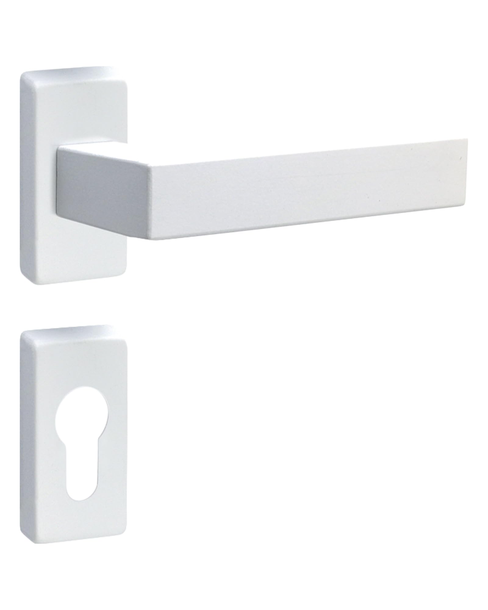 Gedotec Set di maniglie a leva per telaio stretto in alluminio | 1 set per porta Maniglia per porta ambiente su rosetta stretta | cilindro PZ | coppia di maniglie a leva bianche