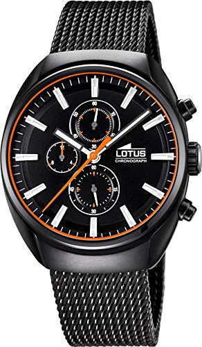 Chronographe Lotus 18567/D pour homme avec cadran noir et bracelet acier