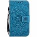 Produktbild Dfly Galaxy S3 Hülle, Galaxy S3 Neo Hülle, Premium Slim PU Leder Mandala Blume prägung Muster Flip Hülle Bookstyle Stand Slot Schutzhülle Tasche Wallet Case für Samsung Galaxy S3 / S3 Neo, Blau