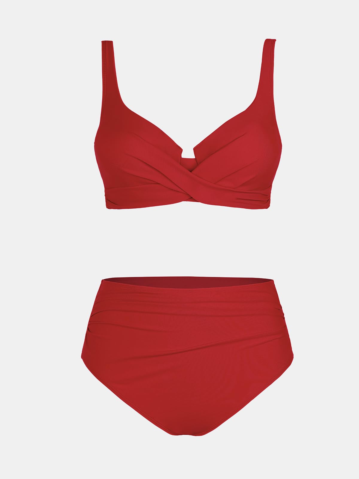 CUPSHE Damen Bikini High Waist Push Up Wickeloptik Bügel Badeanzug