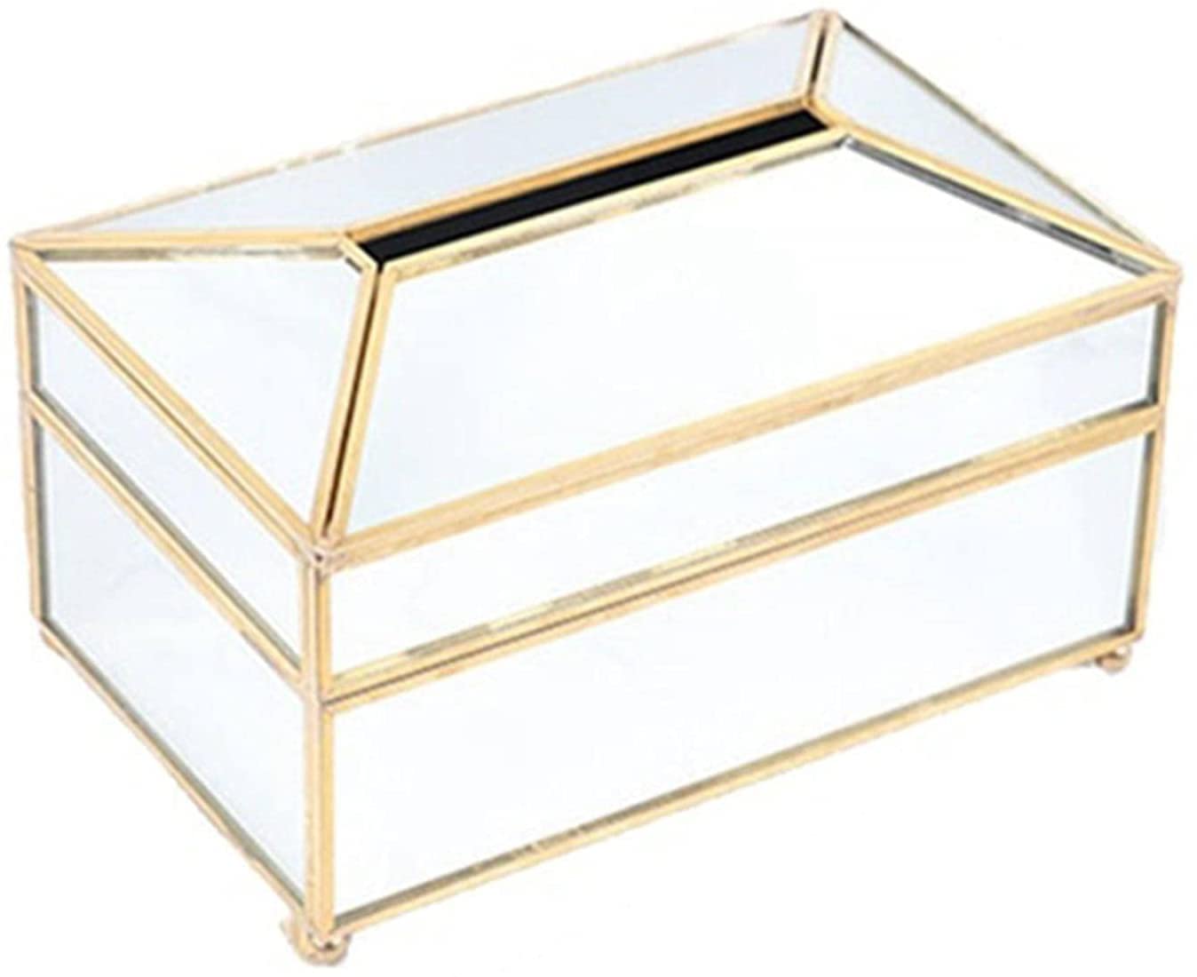 Taschentuchbox Tissue Box Praktische Goldglasspiegel Exquisite Glas Makeup Gewebe Aufbewahrungsbox Elegantes Geschenk for Geburtstage Weihnachten Hochzeiten Deko(Glass)