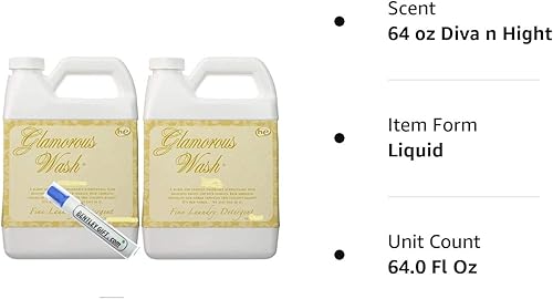 Miniatura 5 de Tyler Candle Glamorous Wash - Detergente para ropa Diva y alto mantenimiento paquete de 64 onzas
