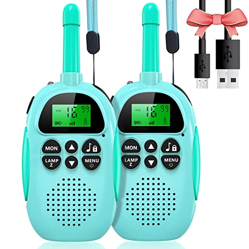 Uleway Walkie Talkie Niños Recargables Walky Talky para Niñas 16 Canales de Largo Alcance 3 km VOX con Pantalla LCD retroiluminada y Linterna para Camping, Juguetes Regalos para Niños