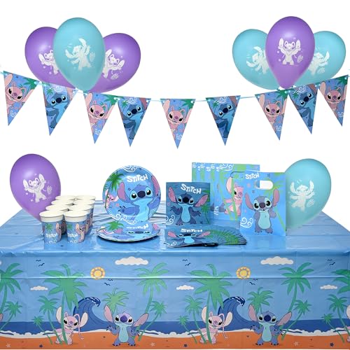 Disney Stitch Tableware & Decorations Deluxe Party Set For 8 Guests (54pc)