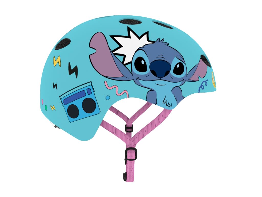 Seven Polska Disney - Casco da bicicletta Stitch, Roller Blades, Skater, 52-56 cm, a partire da circa 6 anni