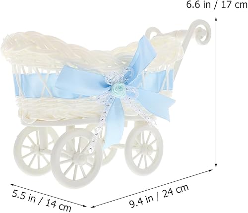 Miniatura 2 de Cesta de almacenamiento tejida, diseño de carrito de compras de ratán de imitación para dulces y frutas secas, duchas y decoración de escritorio