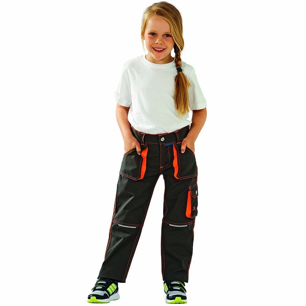 Planam Boys Basalt pour Enfant Pantalon Junior taille 158 164 en olive orange, Olive/Orange, 158-164 EU