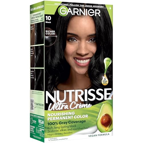 Garnier Nutrisse Ultra Crème Hair Color, Permanent Hair Dye with 100% Gray Coverage, Vegan &...