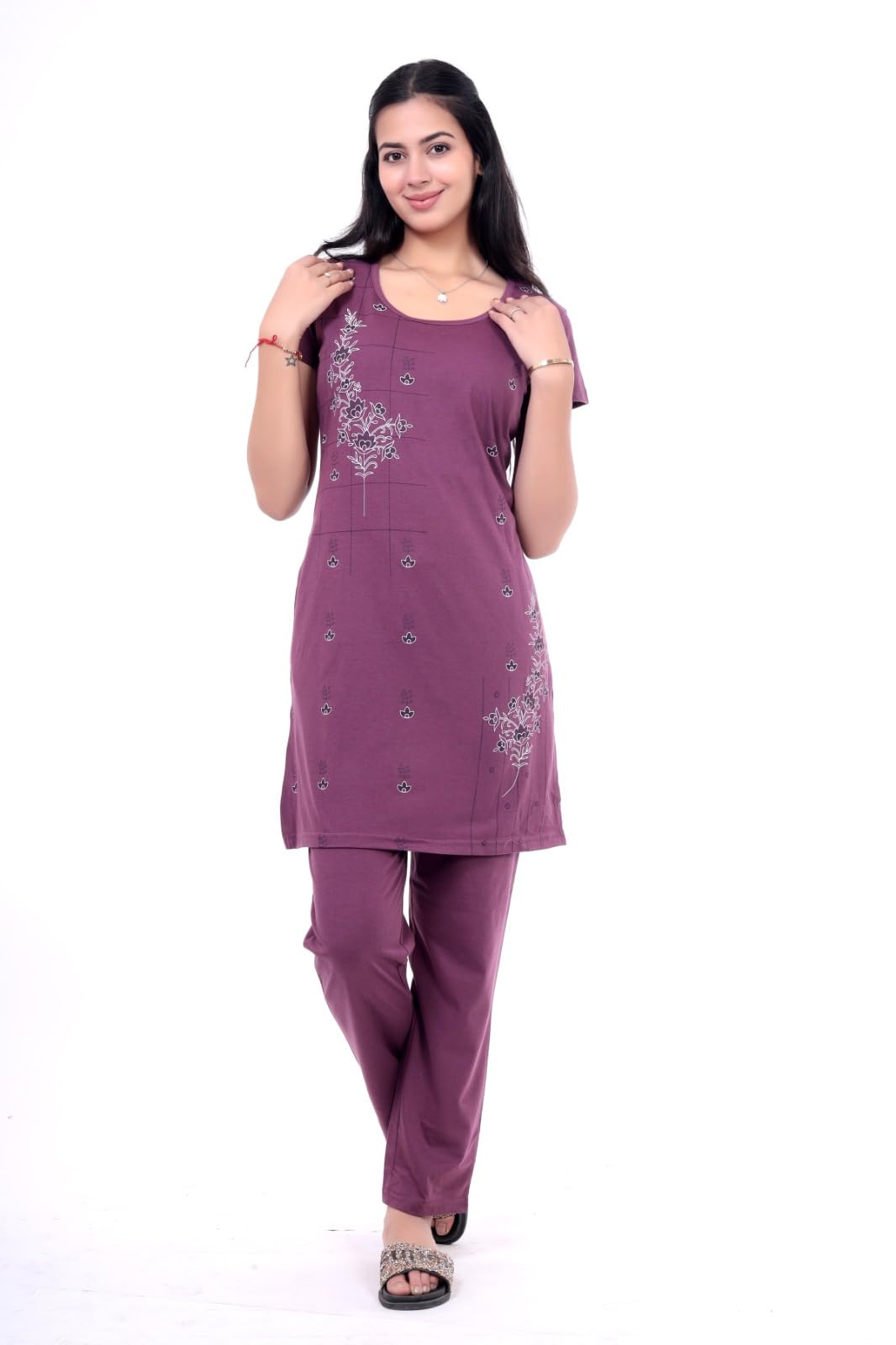 miss wish Summer Wear Round Neck Half Sleeve Cotton Blend Printed Nightsuits for Women's-picture-54