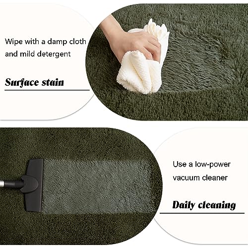 Tapete Tapiz Pasillo 2x6 ft de Pelo Largo Verde Oliva miniatura 5