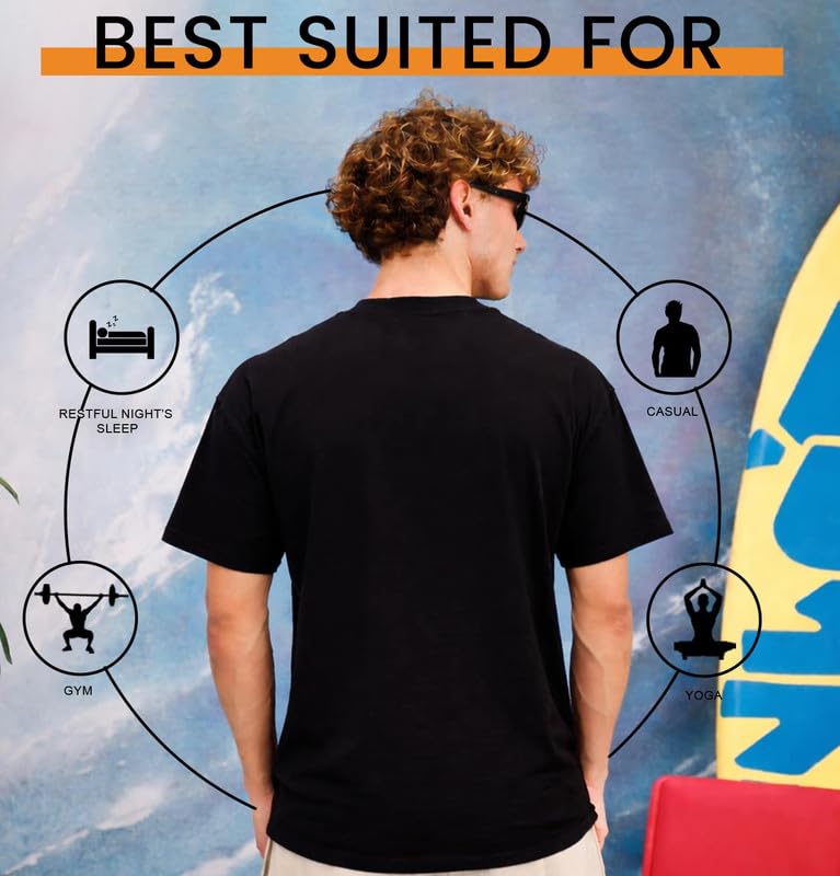 Image of Sleepynuts Men's Regular Fit Round Neck Half Sleeves Solid Casual Wear T-Shirt