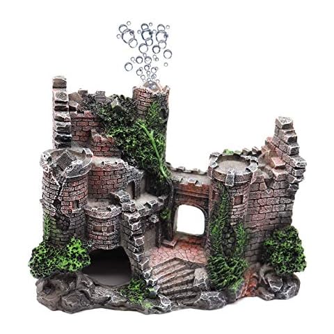 Aquarium Ornament Aquarium Decoration Stone Castle Resin Hide House Fish Tank Aquarium Accessories for Small Shrimp Turtle Fish Tank Accessories Cover