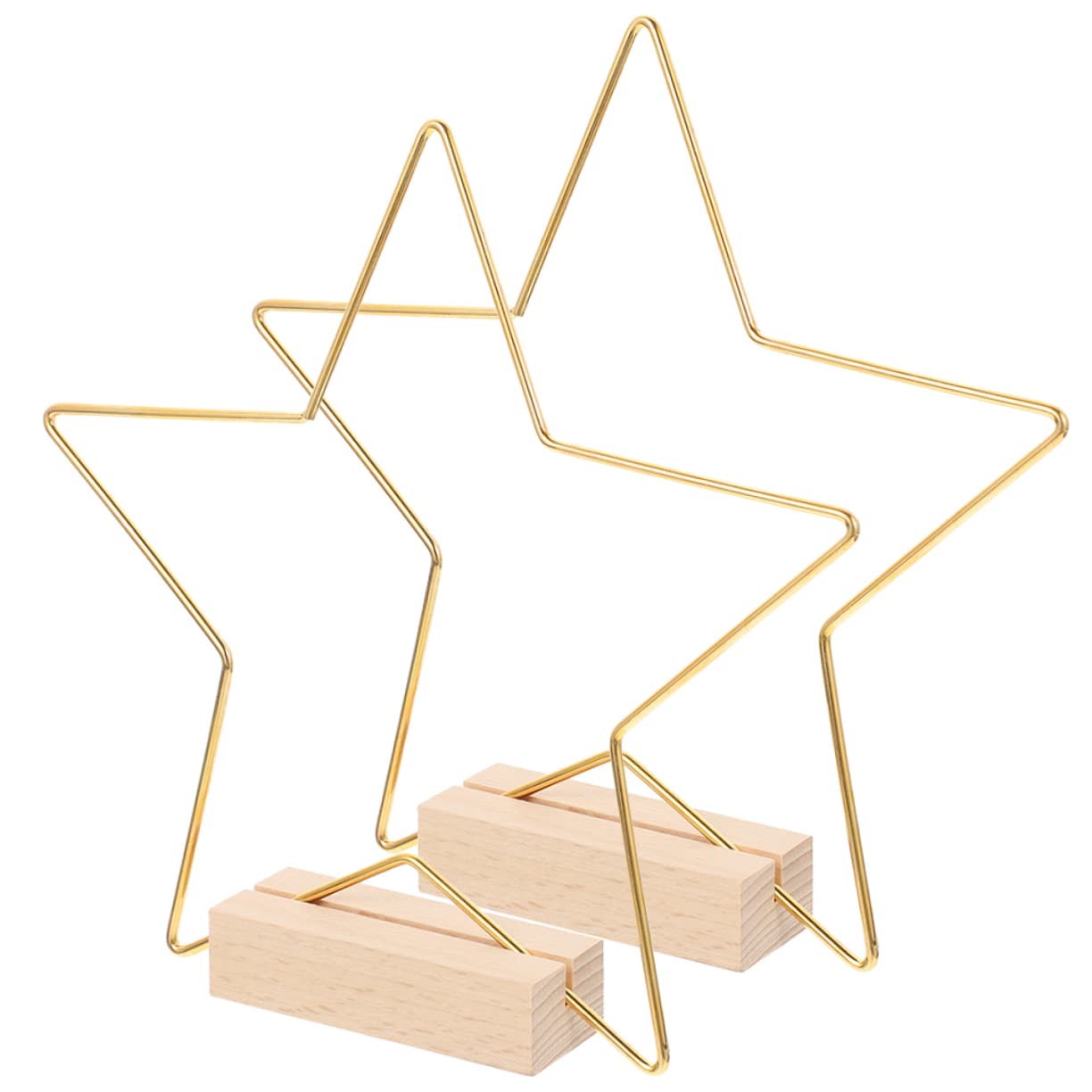 Abaodam 6juegos Decoración De Mesa De Estrellas De Metal De Aros Dorados Con Base De Madera Para Bodas y Fiestas Para Manualidades y Centros De Mesa