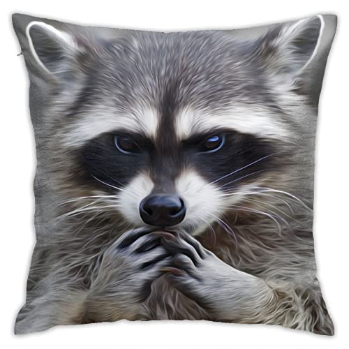 Lindo Mapache Animal Salvaje Juego De 2 Throw Pillow Case Linda Funda De Almohada Suave Fundas De Cojín para Sofá para Coche Patio Sillas 45X45Cm