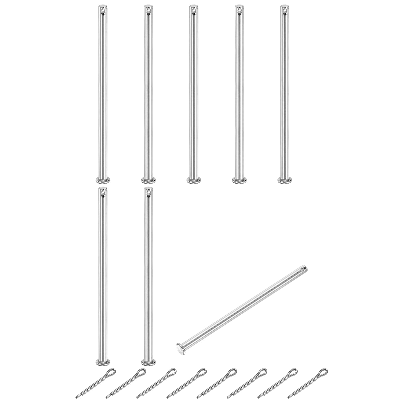 sourcing map 8Pcs M6x100mm Clevis Pins, 304 Stainless Steel Single Hole Flat Head Clevis Pin Hairpin Location Pin with Cotter Pins for Trailer Latch Mechanics Repair Furniture Installation
