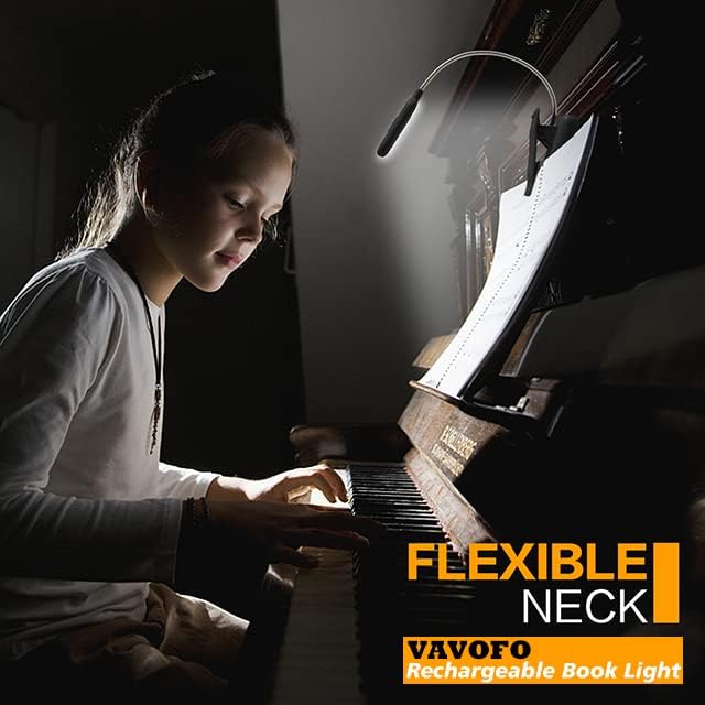 VAVOFO Rechargeable Reading Light, 7 LED with 9 Color Temperatures, 9 Brightness Levels, Book Light with Clip Black