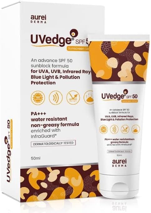 Uvedge Sunscreen Lotion SPF 50 Advanced Sunblock Formula, All