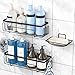 Cinnyc Duschablage Ohne Bohren mit Seifenschale, Duschregal bad organizer ohne bohren, Dusch Organizer Badezimmer shampoo Halterung Shower Basket, Badhalterungen für Badezimmer und Küche - 3 Stück